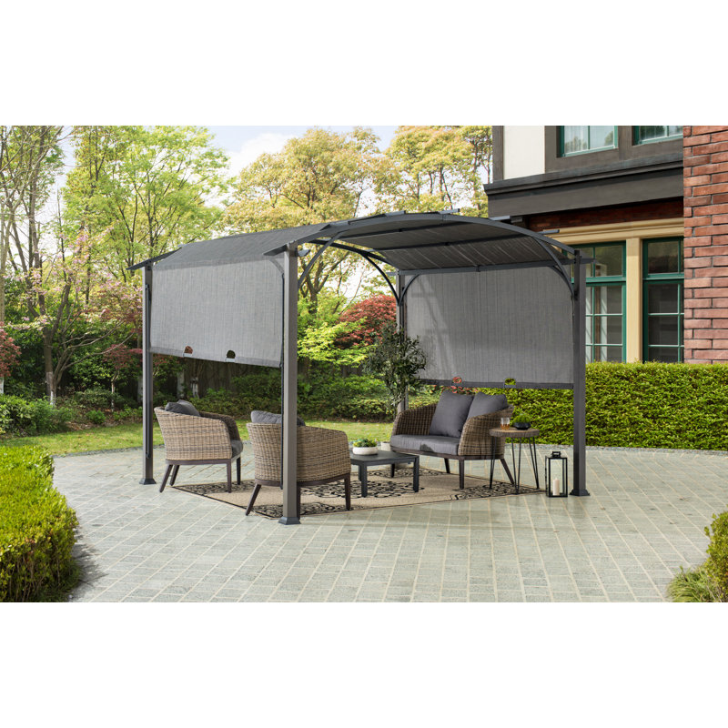 Sunjoy Pergola, Outdoor Steel Arched Pergola with Adjustable Canopy ...